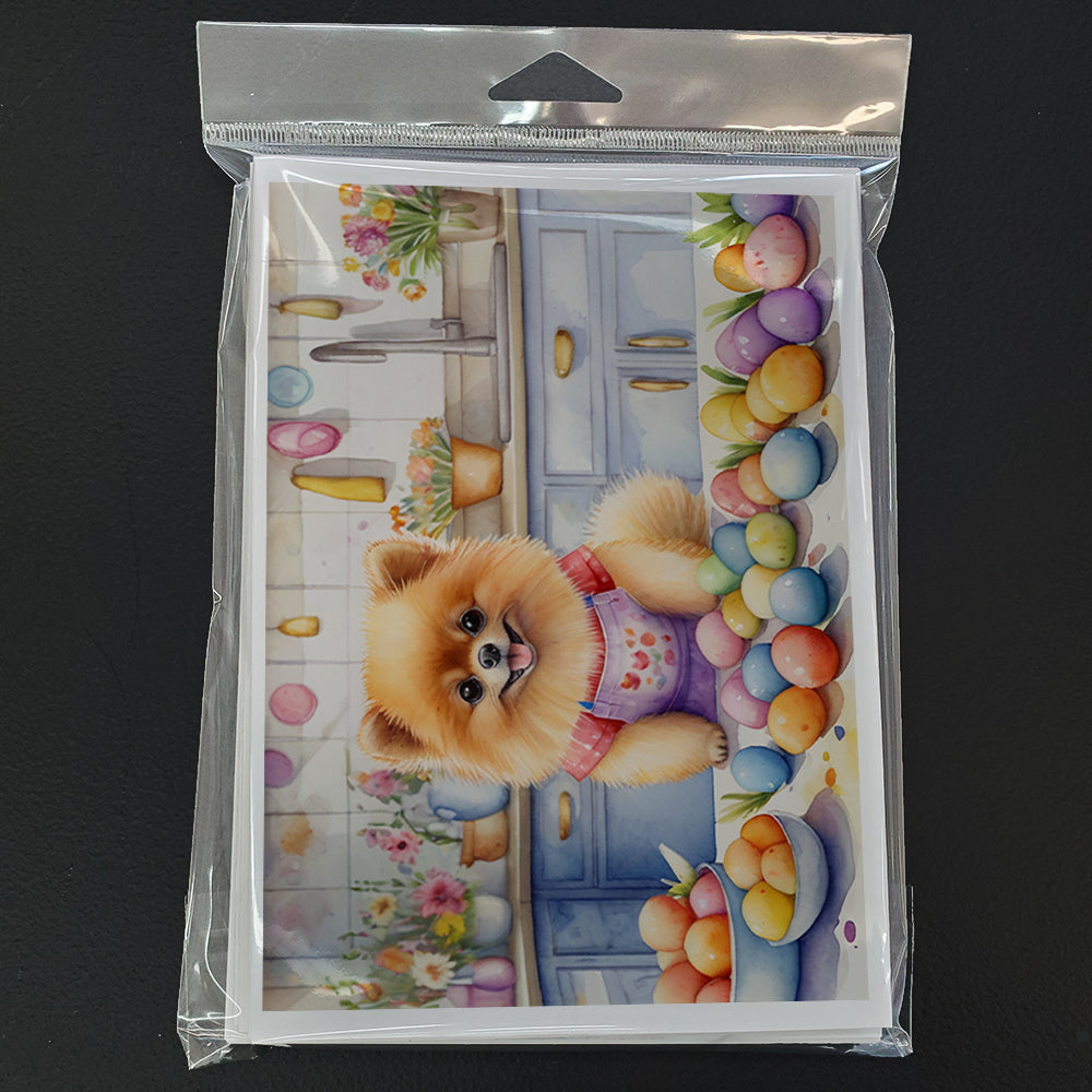 Decorating Easter Pomeranian Greeting Cards Pack of 8