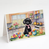 Decorating Easter Black Poodle Greeting Cards Pack of 8