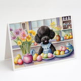 Decorating Easter Black Poodle Greeting Cards Pack of 8