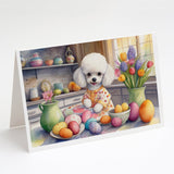 Decorating Easter White Poodle Greeting Cards Pack of 8