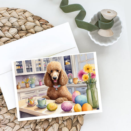 Decorating Easter Poodle Greeting Cards Pack of 8