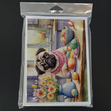 Decorating Easter Pug Greeting Cards Pack of 8