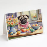 Decorating Easter Pug Greeting Cards Pack of 8