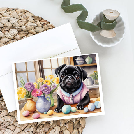 Decorating Easter Pug Greeting Cards Pack of 8