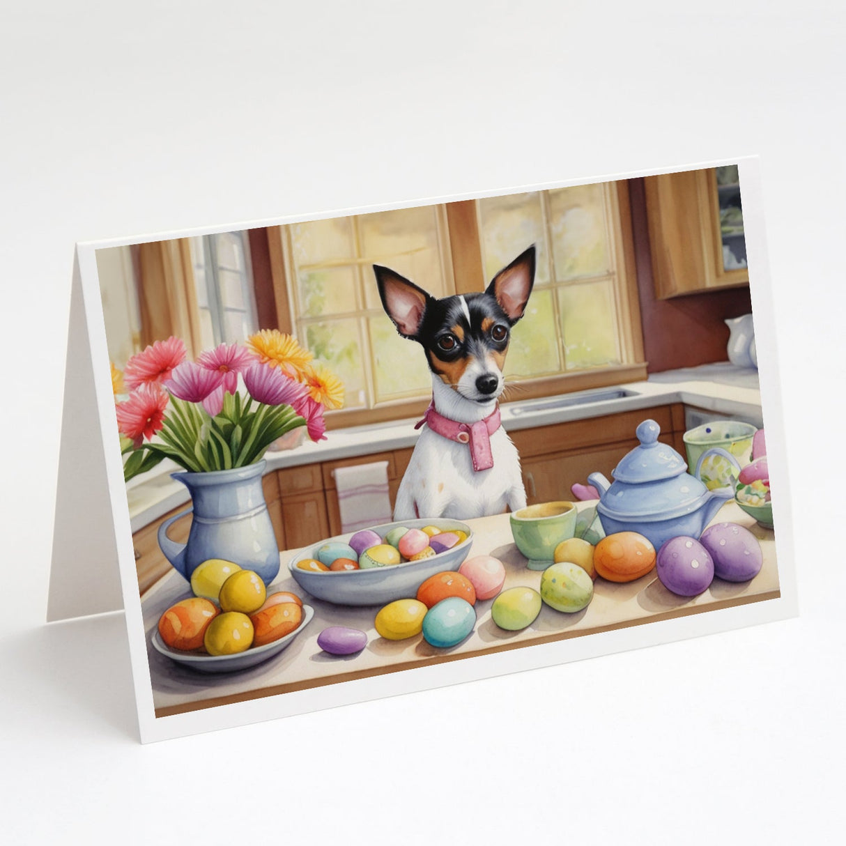 Decorating Easter Rat Terrier Greeting Cards Pack of 8