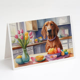 Decorating Easter Redbone Coonhound Greeting Cards Pack of 8