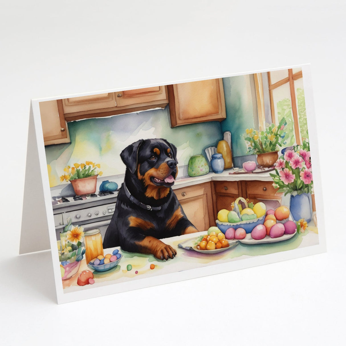 Decorating Easter Rottweiler Greeting Cards Pack of 8