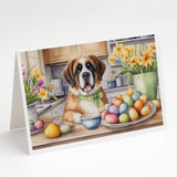 Decorating Easter Saint Bernard Greeting Cards Pack of 8