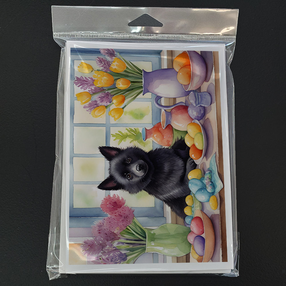 Decorating Easter Schipperke Greeting Cards Pack of 8