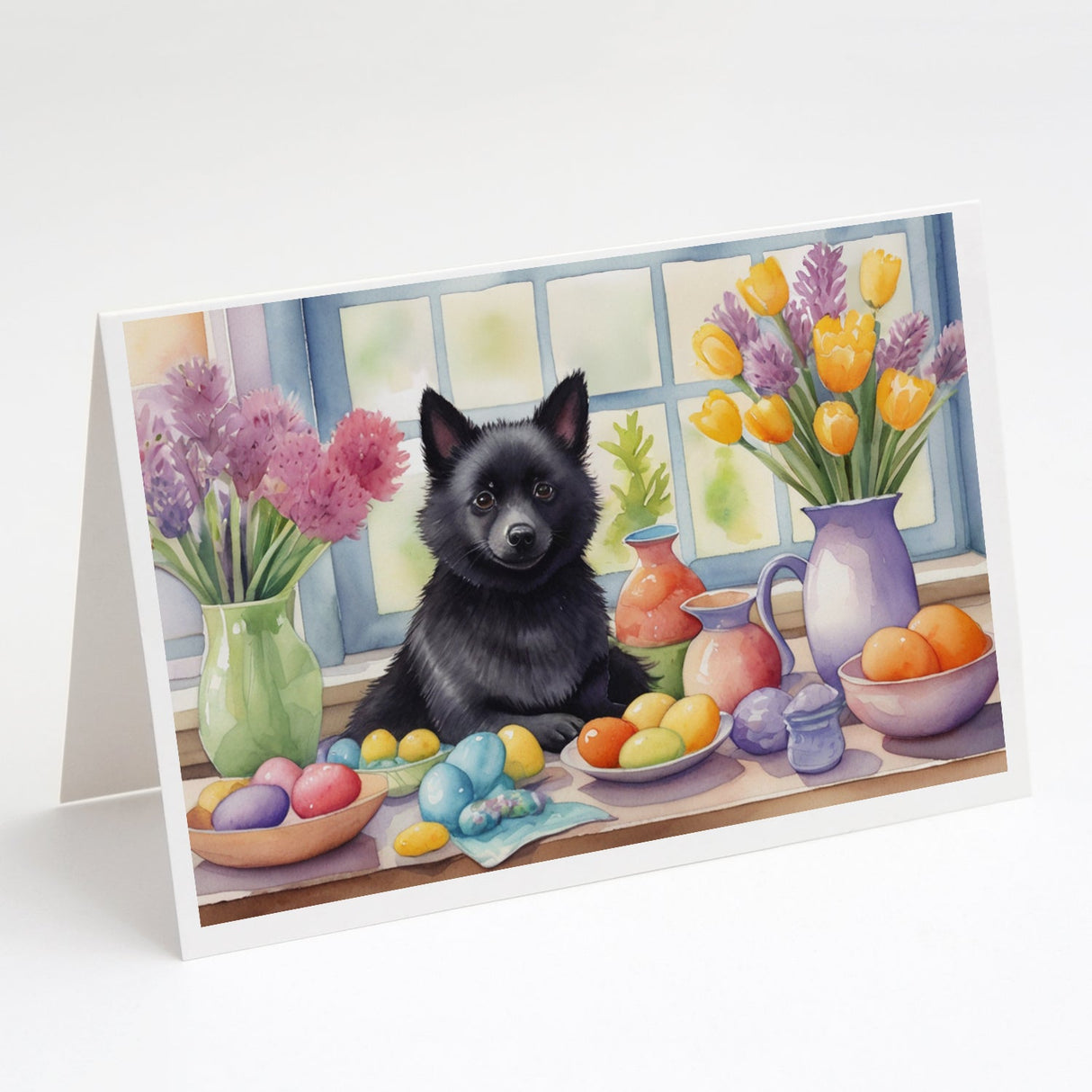 Decorating Easter Schipperke Greeting Cards Pack of 8