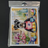 Decorating Easter Schnauzer Greeting Cards Pack of 8