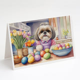 Decorating Easter Shih Tzu Greeting Cards Pack of 8