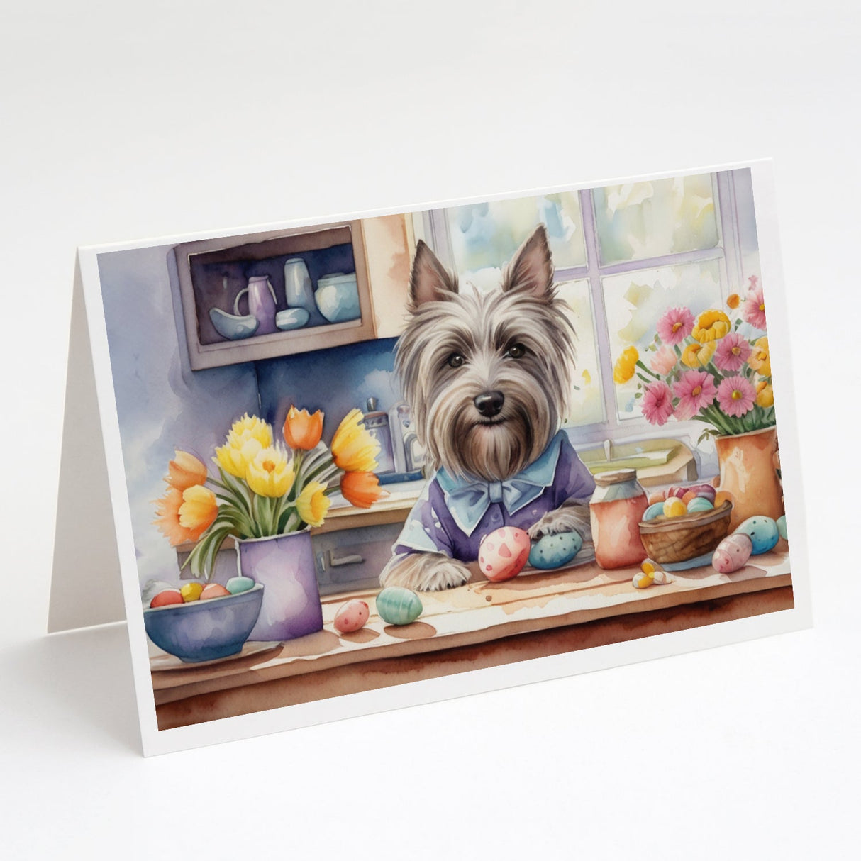 Decorating Easter Skye Terrier Greeting Cards Pack of 8