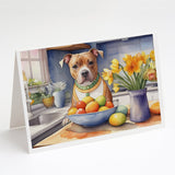 Decorating Easter Staffordshire Bull Terrier Greeting Cards Pack of 8