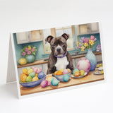 Decorating Easter Staffordshire Bull Terrier Greeting Cards Pack of 8