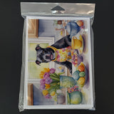 Decorating Easter Staffordshire Bull Terrier Greeting Cards Pack of 8