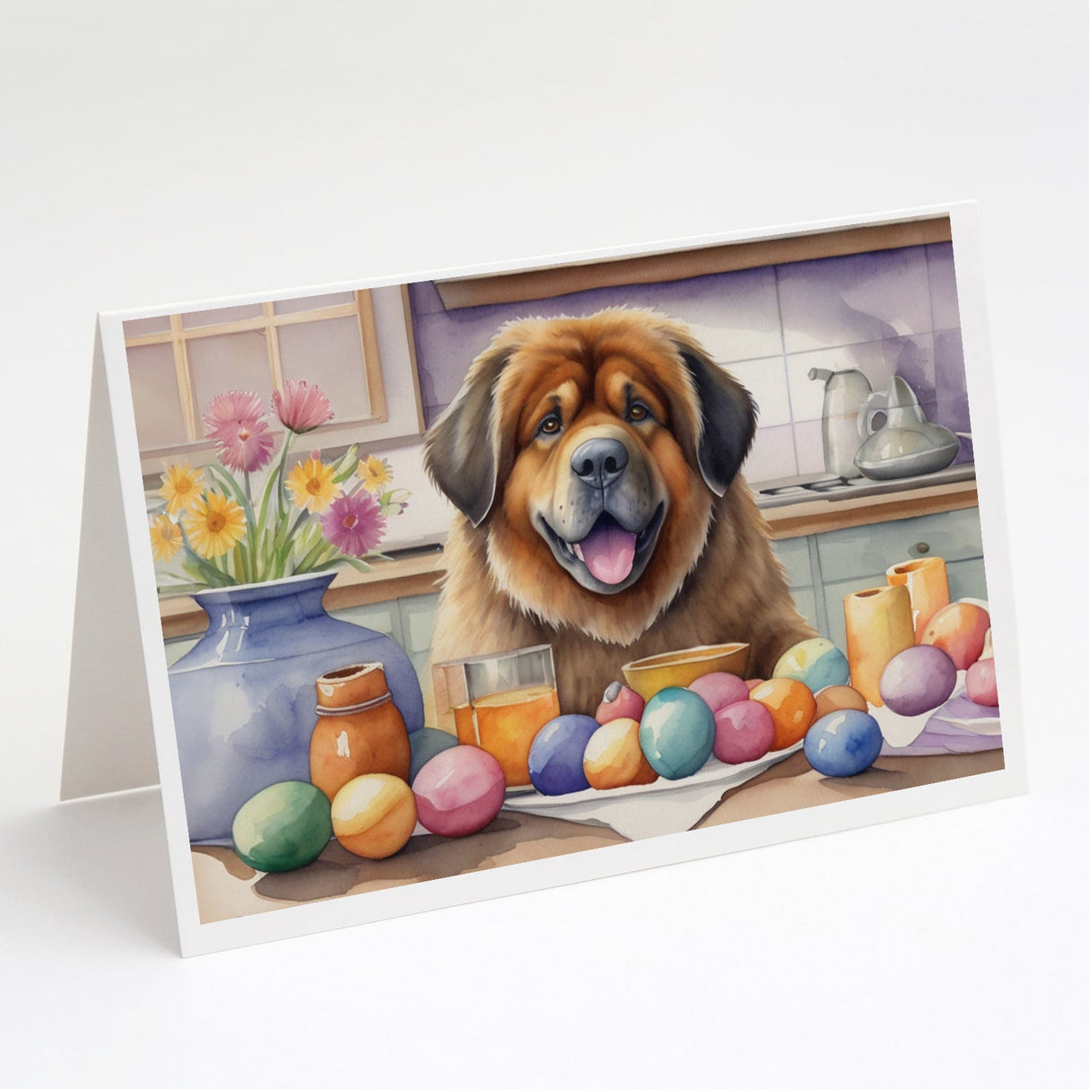 Decorating Easter Tibetan Mastiff Greeting Cards Pack of 8