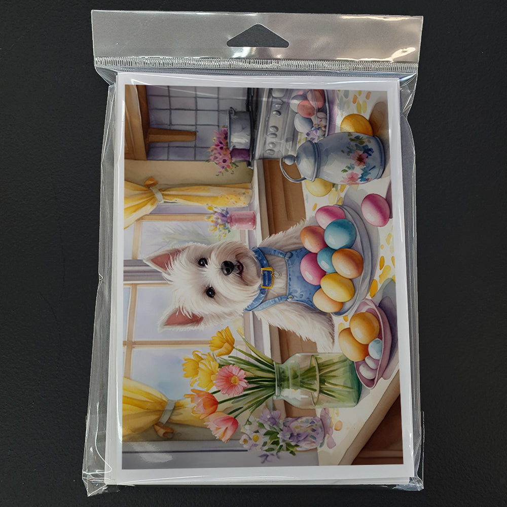 Decorating Easter Westie Greeting Cards Pack of 8