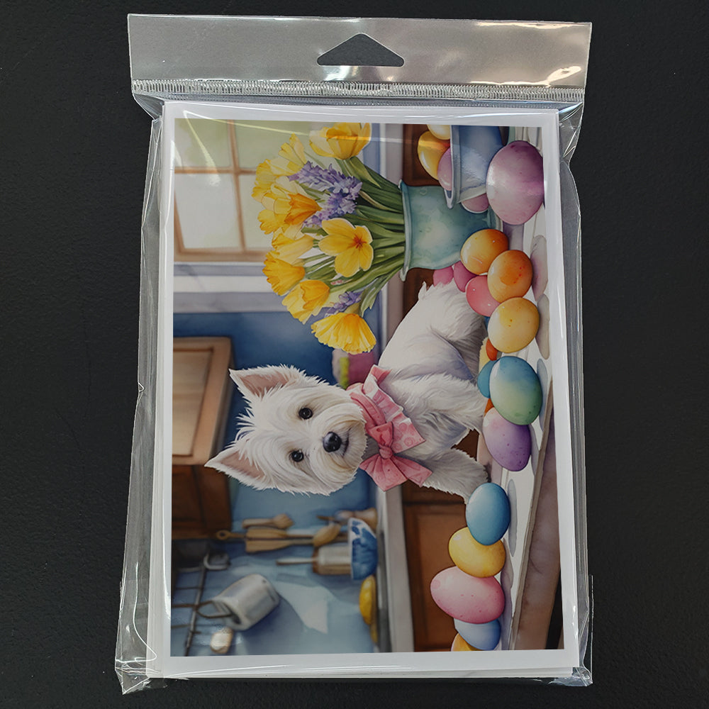 Decorating Easter Westie Greeting Cards Pack of 8