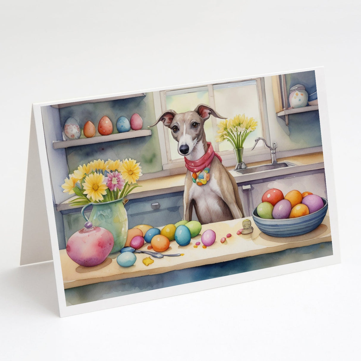 Decorating Easter Whippet Greeting Cards Pack of 8