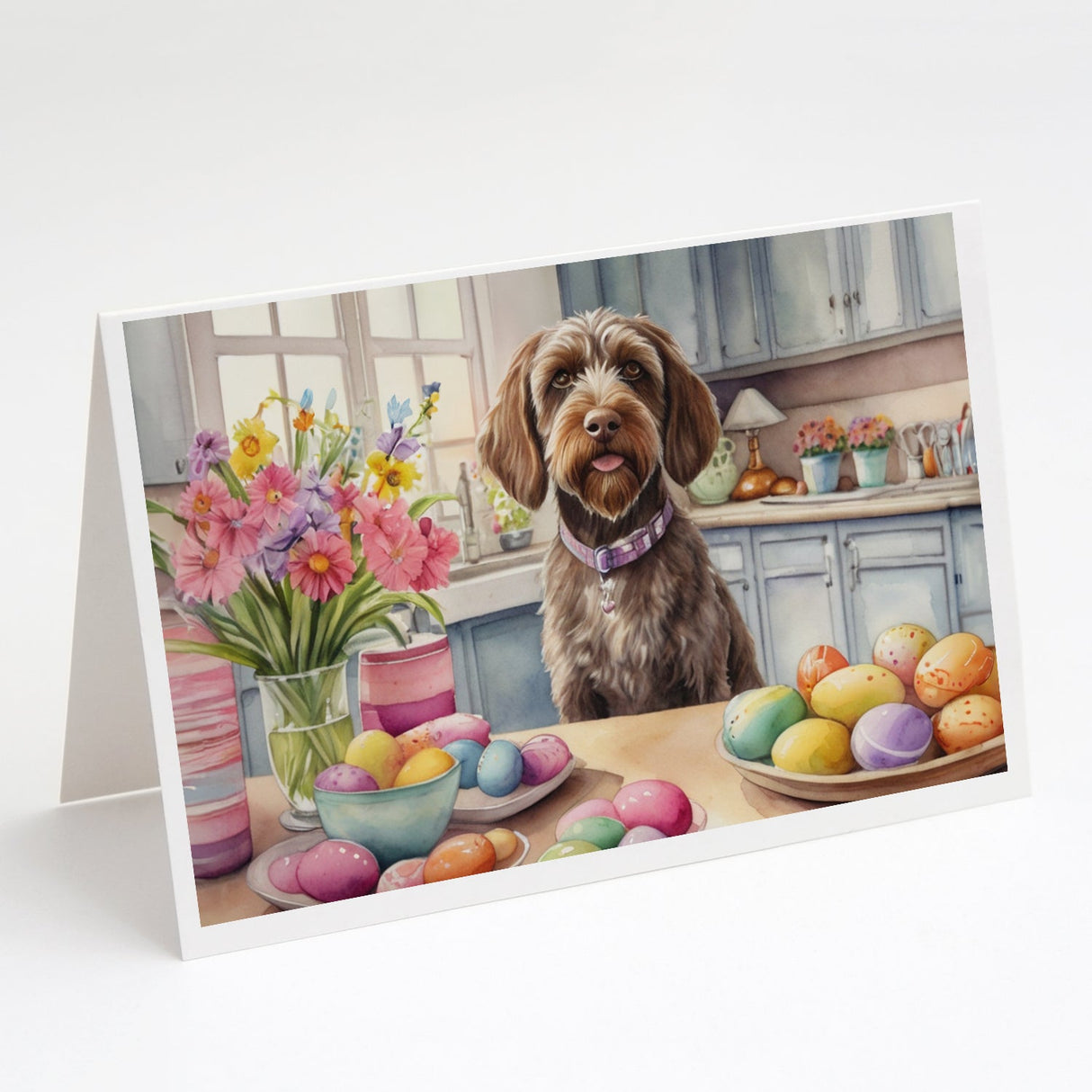 Decorating Easter Wirehaired Pointing Griffon Greeting Cards Pack of 8