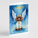 Chocolate Poodle My Angel Greeting Cards Pack of 8