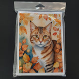 Aegean Cat in Fall Leaves Greeting Cards Pack of 8