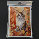 Chantilly Tiffany Cat in Fall Leaves Greeting Cards Pack of 8