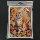 Cheetoh Cat in Fall Leaves Greeting Cards Pack of 8