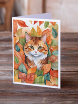 Foldex Exotic Fold Cat in Fall Leaves Greeting Cards Pack of 8