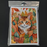 Foldex Exotic Fold Cat in Fall Leaves Greeting Cards Pack of 8