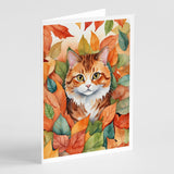 Foldex Exotic Fold Cat in Fall Leaves Greeting Cards Pack of 8