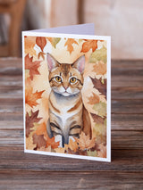 German Rex Cat in Fall Leaves Greeting Cards Pack of 8