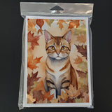 German Rex Cat in Fall Leaves Greeting Cards Pack of 8