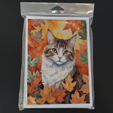 La Perm Cat in Fall Leaves Greeting Cards Pack of 8