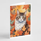 La Perm Cat in Fall Leaves Greeting Cards Pack of 8