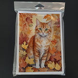 La Perm Cat in Fall Leaves Greeting Cards Pack of 8