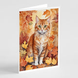 La Perm Cat in Fall Leaves Greeting Cards Pack of 8