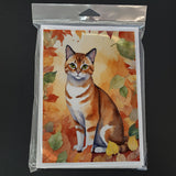 Malayan Cat in Fall Leaves Greeting Cards Pack of 8