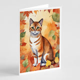 Malayan Cat in Fall Leaves Greeting Cards Pack of 8