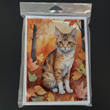 Oregon Rex Cat in Fall Leaves Greeting Cards Pack of 8