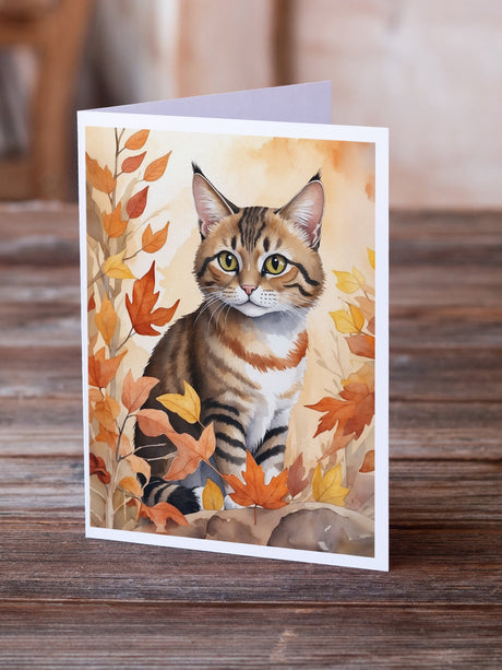 Owyhee Bob Cat in Fall Leaves Greeting Cards Pack of 8