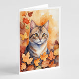 Raas Cat in Fall Leaves Greeting Cards Pack of 8