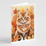 Skookum Cat in Fall Leaves Greeting Cards Pack of 8