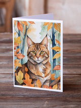 Sokoke Cat in Fall Leaves Greeting Cards Pack of 8