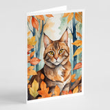 Sokoke Cat in Fall Leaves Greeting Cards Pack of 8