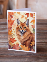 Somali Cat in Fall Leaves Greeting Cards Pack of 8