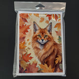 Somali Cat in Fall Leaves Greeting Cards Pack of 8