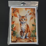 Suphalak Cat in Fall Leaves Greeting Cards Pack of 8