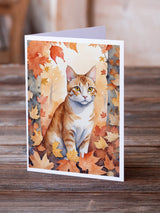 Ural Rex Cat in Fall Leaves Greeting Cards Pack of 8